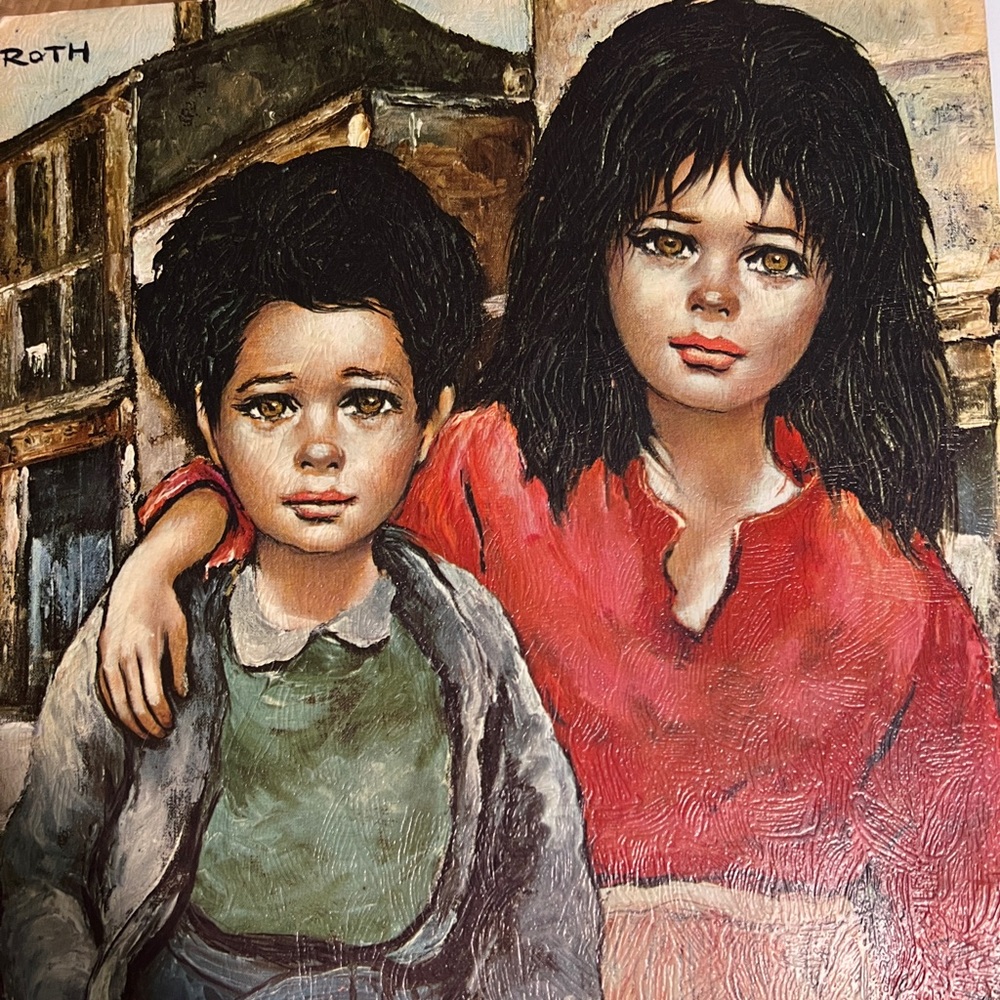 Etienne Roth Big Eyes Vintage Brother and Sister Litho